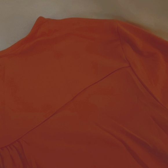 057. Orange Black Buttons Ruched O Neck Short Sleeve Plus Size Top  Size 4X - Picture 12 of 16